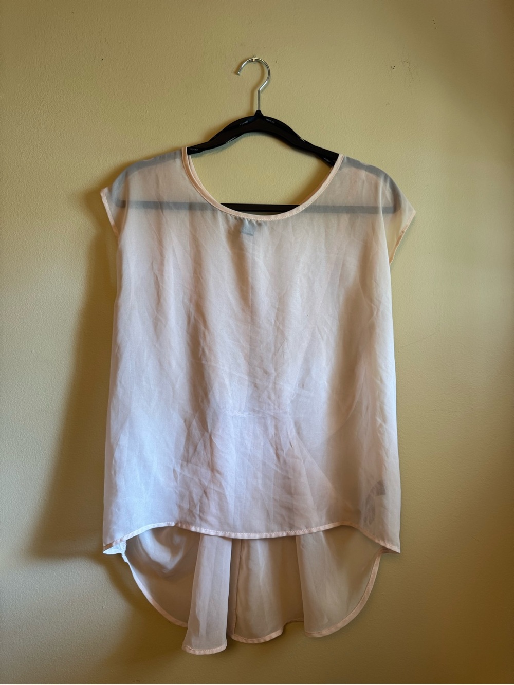 Forever 21 Pale Pink Sheer High-Low Blouse